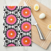Roze Suzani Pattern Theedoek (Quarter Fold)