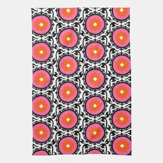 Roze Suzani Pattern Theedoek (Verticaal)