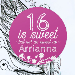 Roze Sweet 16 Part Favor Sticker