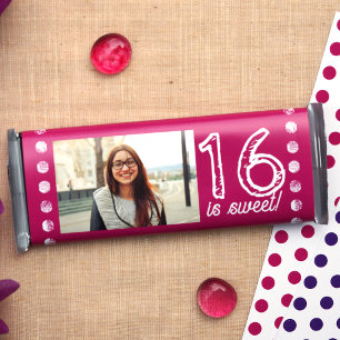 Roze Sweet 16 Verjaardag Snoep Bar Wrapper Flyer