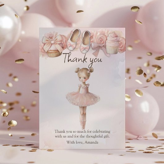 Roze Sweet Ballerina Bedankkaart