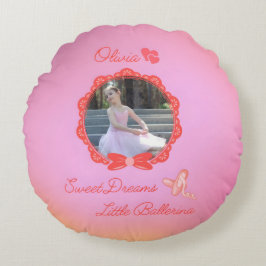 Roze "Sweet Dreams Little Ballerina" Custom Rond Kussen