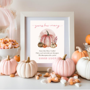 Roze Sweet Pumpkin Baby Girl Douche Raad eens hoev Poster