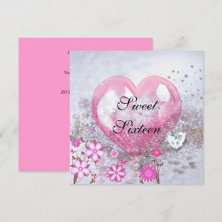 Roze SWEET SIXTEEN 16e verjaardagsfeestje Kaart