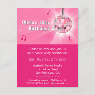 Roze Sweet Sixteen Disco Dans Verjaardagsfeestje Kaart