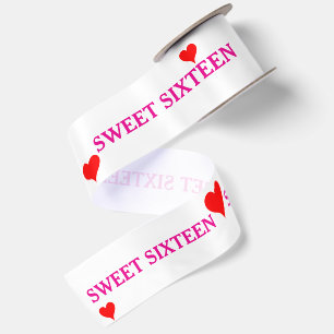 Roze Sweet Sixteen Rode Harten 3" Lint