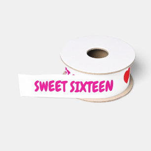 Roze Sweet Sixteen Rode Harten Grosgrain Lint