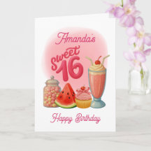 Roze Sweet Sixteen Verjaardagskaart