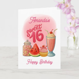 Roze Sweet Sixteen Verjaardagskaart Kaart