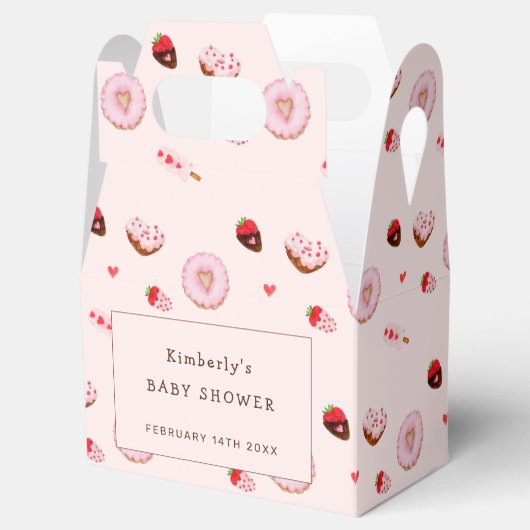 Roze Sweetheart Donuts Valentijns Baby shower Bedankdoosjes (Geopend)