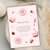 Roze Sweetheart Donuts Valentijns Baby shower Bedankkaart