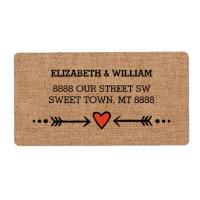 Roze Sweethearts & Arrows Burlap Country Style