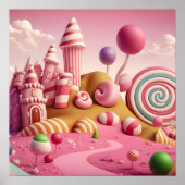 Roze Swirl Lollipop Snoep Landscène Poster (Voorkant)