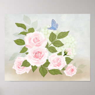 Roze symfonie-Rozen Poster