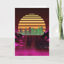 Roze Synthwave Groeten Kaart