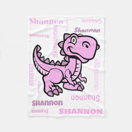 Roze T Rex Dinosaurus Fleece Deken (Voorkant)