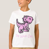 Roze T Rex Dinosaurus Gepersonaliseerde naam T-shirt (Voorkant)