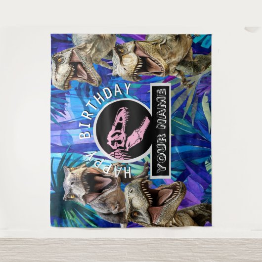 Roze T rexs Oerwoud Achtergrond Wandkleed (Voorkant)