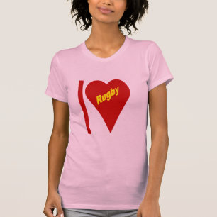 Roze T-shirt voor vrouwen I LOVE RUGBY