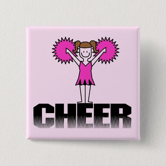 Roze T-shirts met Cheerlead en Gifts Vierkante Button 5,1 Cm (Voorkant)