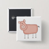 Roze T-shirts, roze roodrokken Vierkante Button 5,1 Cm (Voorkant /achterkant)