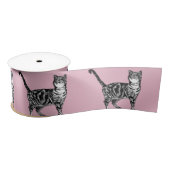 Roze Tabby kat kattekatten schattig Satin Ribbon Lint (Spoel)