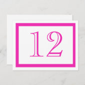 Roze tabelnummerkaarten briefkaart (Voorkant / Achterkant)