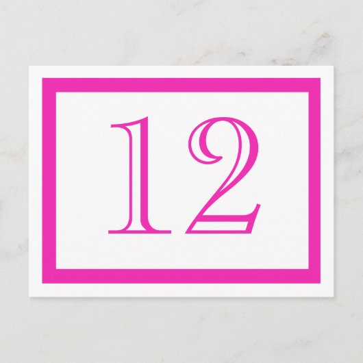 Roze tabelnummerkaarten briefkaart (Voorkant)