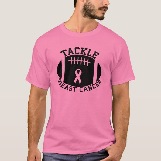 Roze tackle bal, borstkanker bewustzijn t-shirt (Voorkant)
