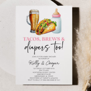 Roze Taco's Brouwen en Luiers ook! Baby Shower Kaart