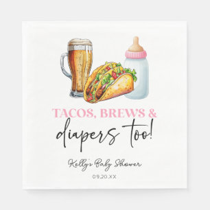 Roze Taco's Brouwen en Luiers ook! Baby Shower Servet