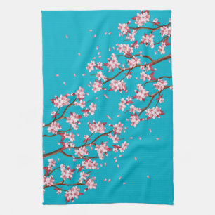 Roze tak van de bloesem van de Kerry & Sky Blue Theedoek