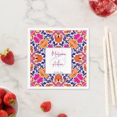 Roze talavera  Mexicaans bruiloft monogram Servet (Insitu)