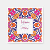 Roze talavera  Mexicaans bruiloft monogram Servet (Voorkant)