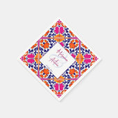 Roze talavera  Mexicaans bruiloft monogram Servet (Hoek)