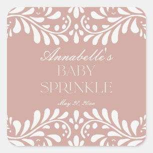 Roze Talavera Tegel Spaans Fiesta Baby Sprinkle Vierkante Sticker