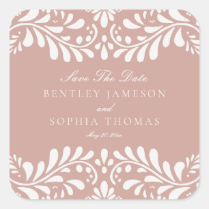 Roze Talavera Tegel Spaans Fiesta bruiloft envelop Vierkante Sticker