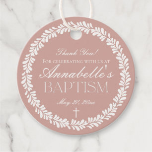 Roze Talavera Tegel Spaans Fiesta Doopcirkel Bedankjes Labels