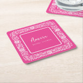 ROZE TALAVERA VRIJGEZELLENFEEST VIERKANTE KARTONNEN ONDERZETTER (Schuin)