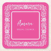 ROZE TALAVERA VRIJGEZELLENFEEST VIERKANTE KARTONNEN ONDERZETTER (Voorkant)