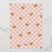 Roze Tan Checkerboard Hearts Valentijnsdag Kaart (Achterkant)