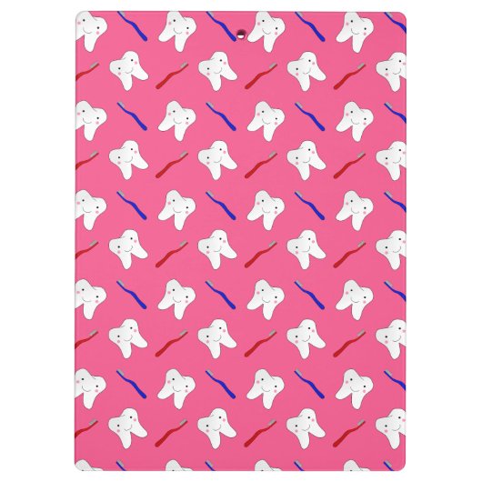 Roze tandbramen en tandprothesen klembord (Achterkant)