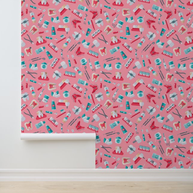 Roze tandheelkundig patroon behang (Applicatie)
