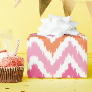 Roze Tangerine Zigzags Ikat Pattern Cadeaupapier