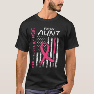 Roze tante Breast Cancer Awareness Flag Family Fig T-shirt
