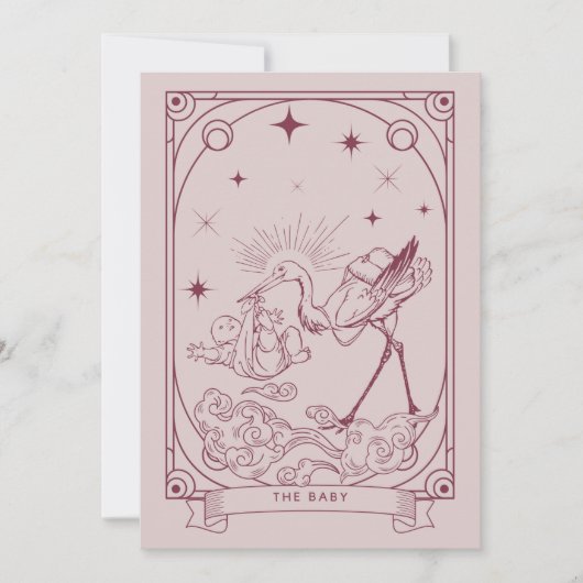 Roze Tarot Baby shower Invitation Kaart (Voorkant)