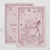 Roze Tarot Baby shower Invitation Kaart (Voorkant / Achterkant)
