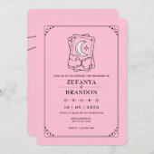 Roze tarot bruiloft kaart (Voorkant / Achterkant)