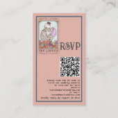  Roze Tarot Liefhebbers QR Bruiloft RSVP Kaart (Voorkant)