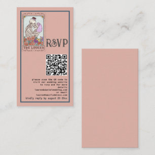  Roze Tarot Liefhebbers QR Bruiloft RSVP Kaart